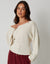 Stone Popcorn Knit Slash Neck Jumper