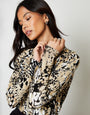 Abstract Leopard Print Knitted Crew Neck Jumper
