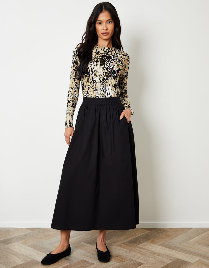 Abstract Leopard Print Knitted Crew Neck Jumper