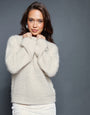 Ecru Eyelash Knit Crew Neck Jumper