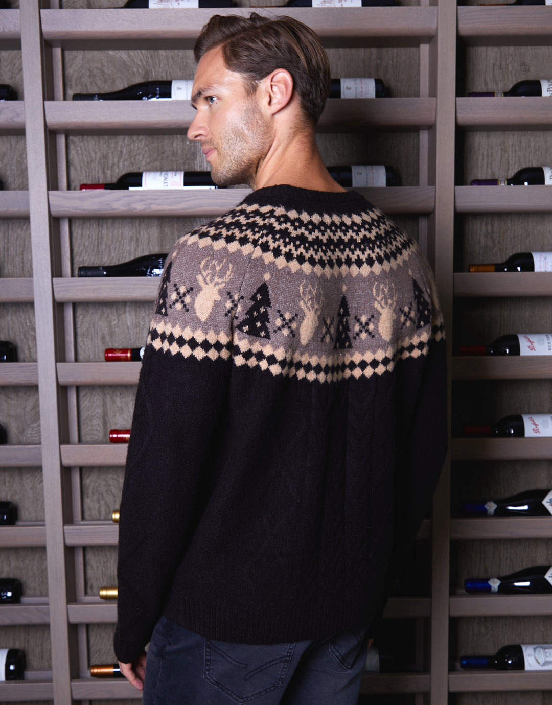 Black Cable Knit Fairisle Christmas Jumper