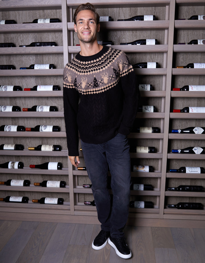 Black Cable Knit Fairisle Christmas Jumper