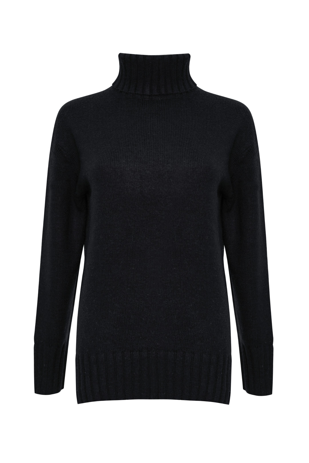 Black Oversized Roll Neck Jumper