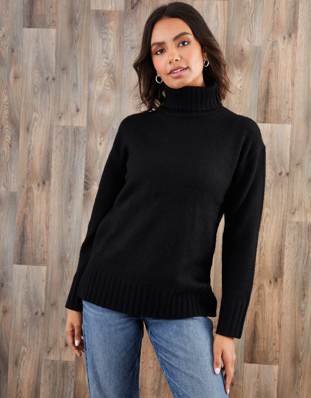 Threadbare Women's Black Oversized Roll Neck Jumper