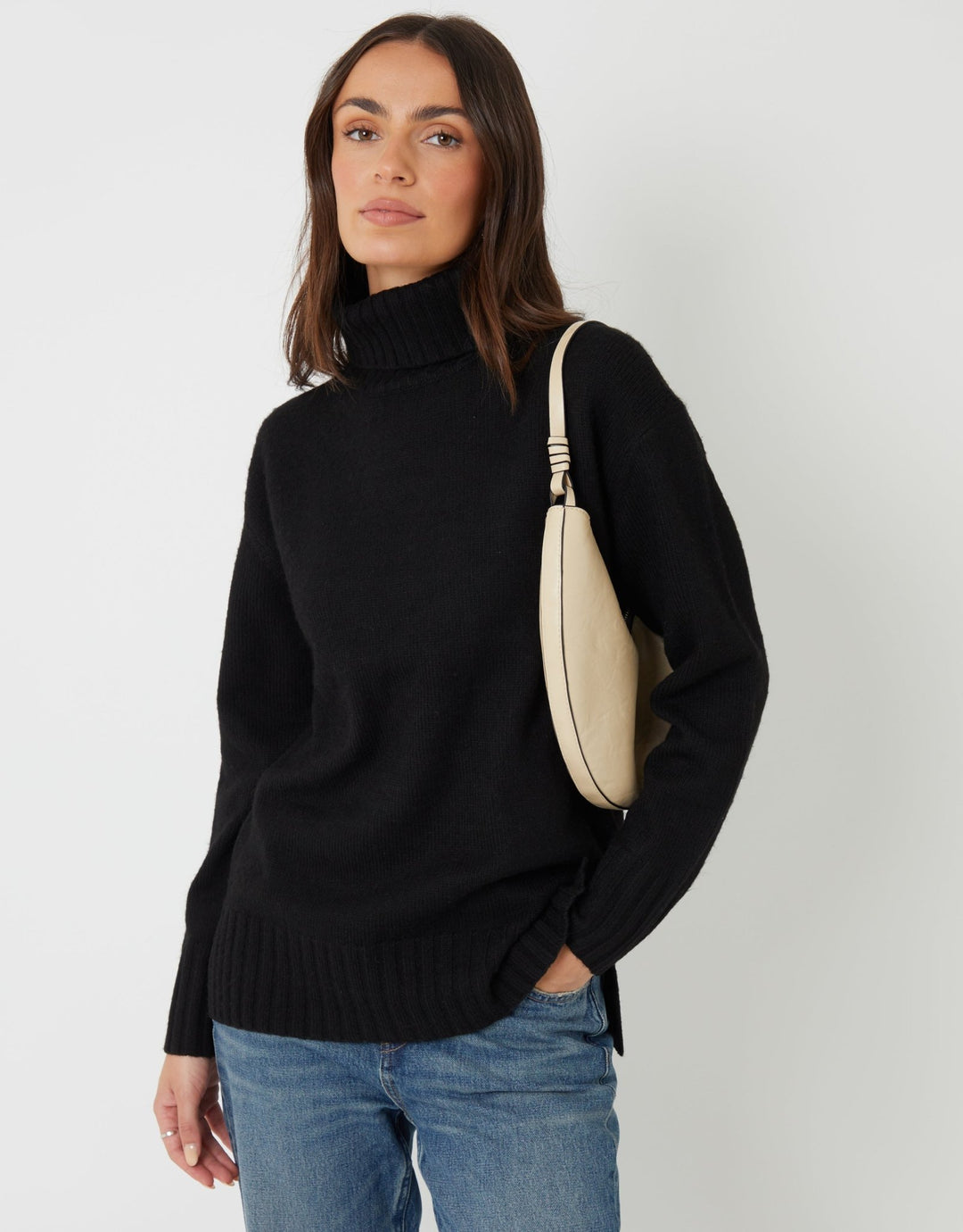 The Oversized Roll Neck Jumper in Black