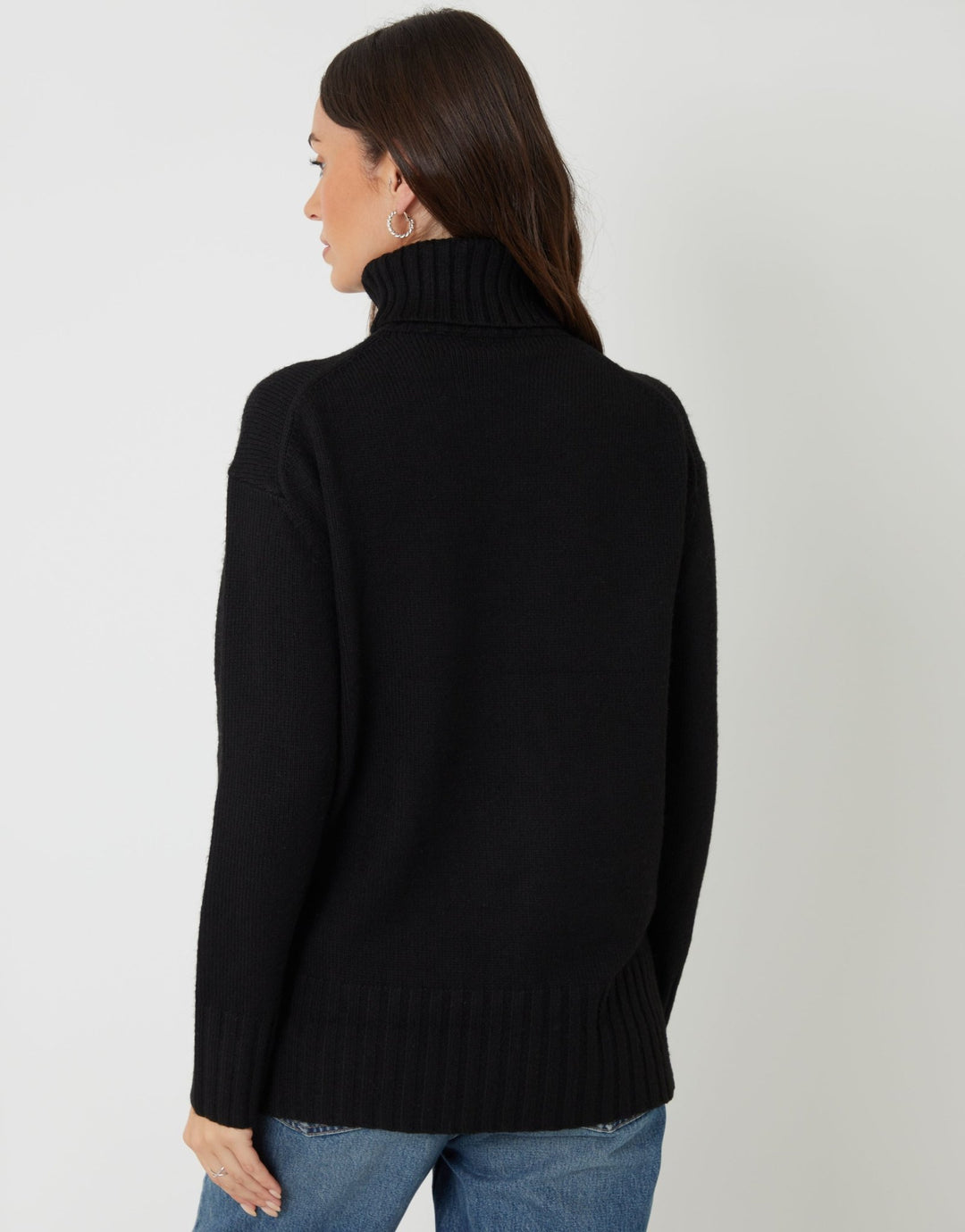 The Oversized Roll Neck Jumper in Black