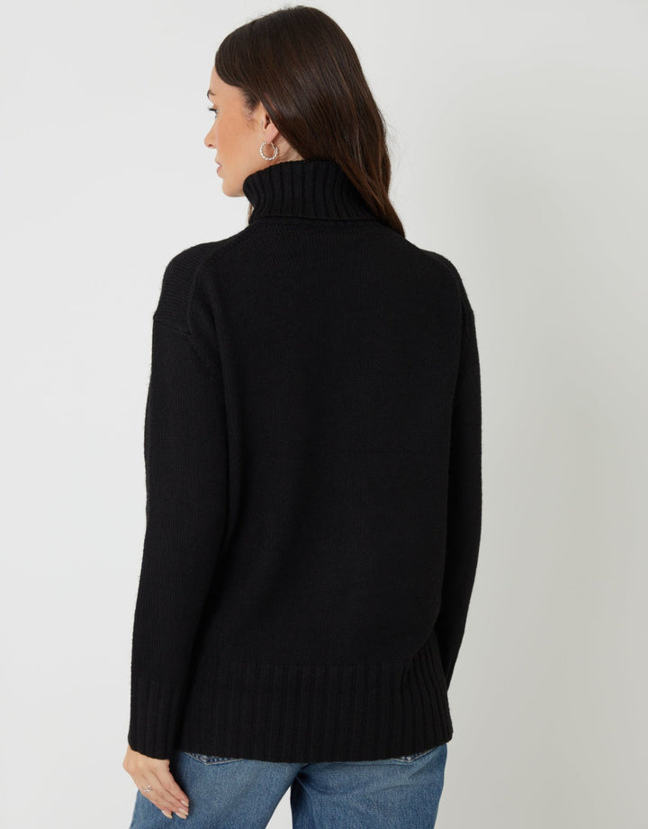 The Oversized Roll Neck Jumper in Black