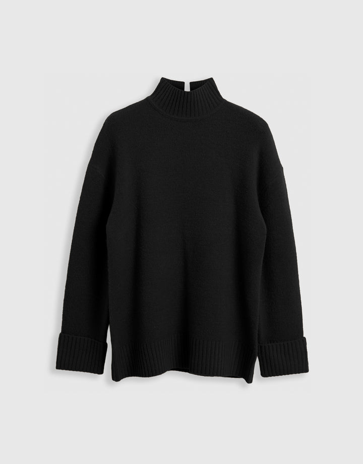 The Oversized Roll Neck Jumper in Black