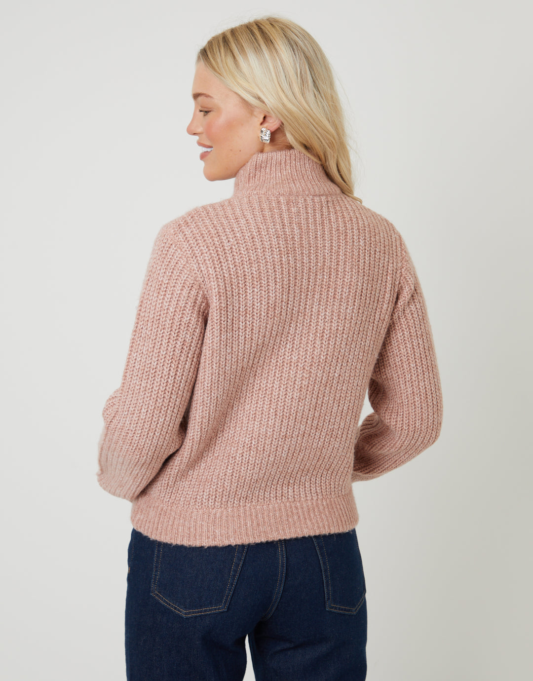 Pink Zip Through Knitted Bomber