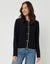Black Crew Neck Scallop Trim Cardigan
