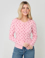 Pink Polka Dot Compact Knitted Cardigan