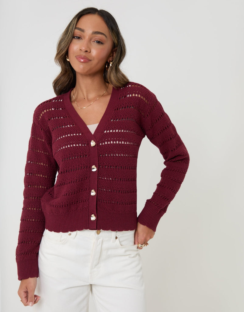 Crochet Style V Neck Cardigan