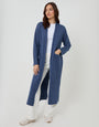 Blue Dropped Shoulder Knitted Coatigan