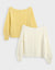Cream & Yellow Pointelle Knit Slash Neck Jumpers (2 Pack)