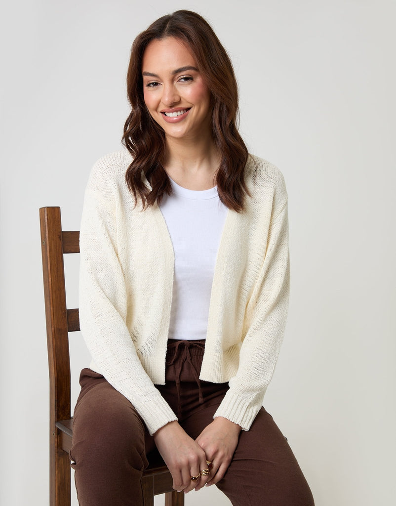 Dropped Shoulder Open Cardigan