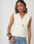 V-Neck Knitted Wrap Waistcoat in Cream