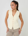 Threadbare V-Neck Knitted Waistcoat in Lemon Yellow - front view