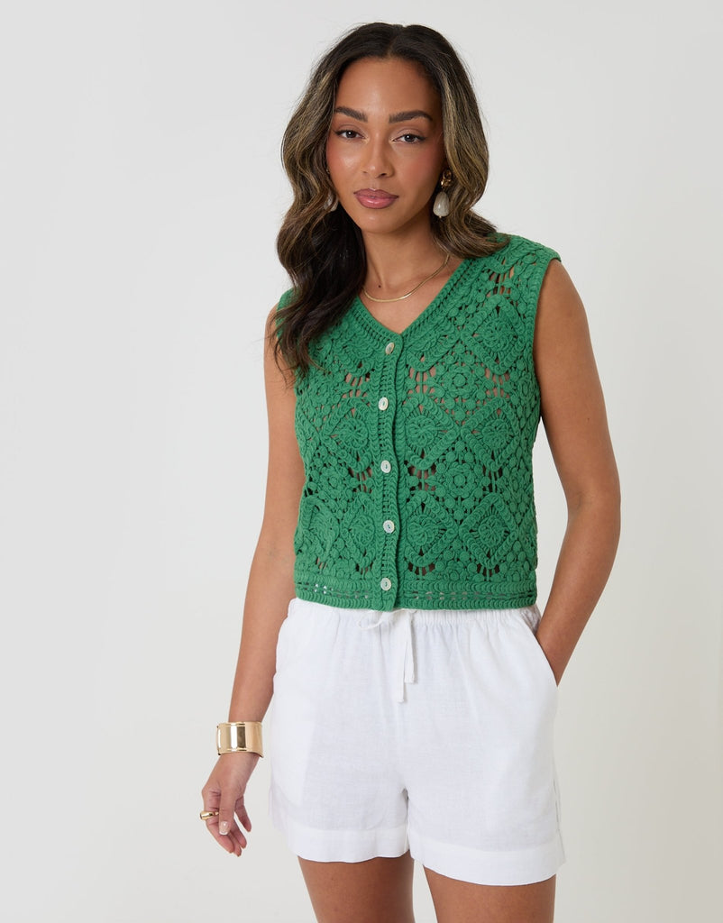 Pure Cotton Crochet Style Vest