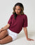 Knitted Yarn Short Sleeve T-Shirt in Burgundy