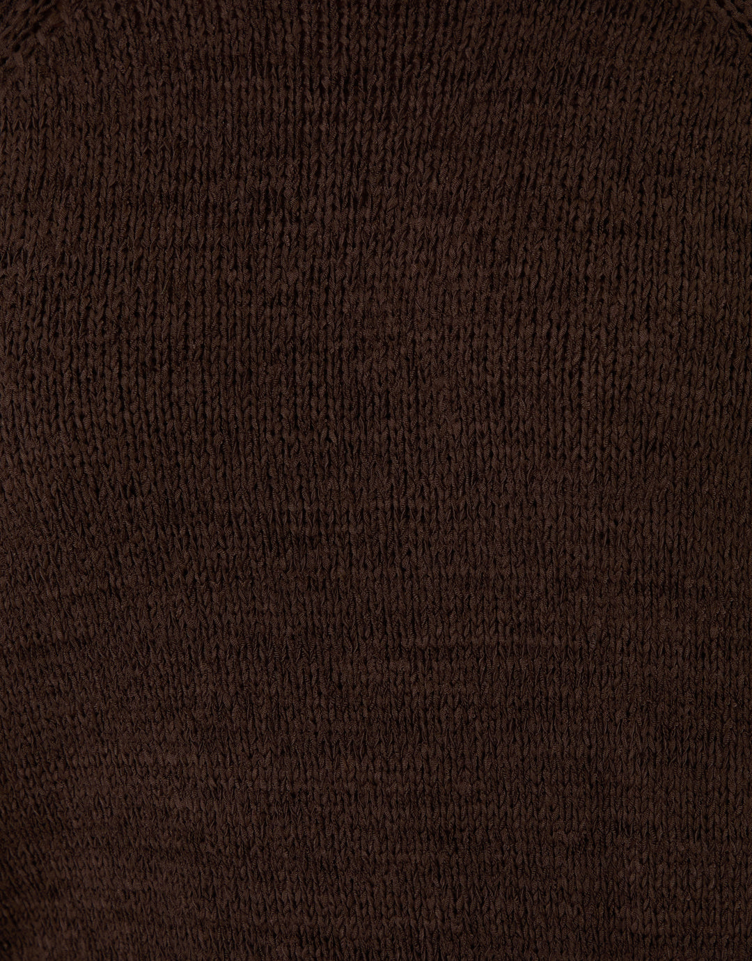 Threadbare Knitted Yarn Short Sleeve T-Shirt in Chocolate Brown - fabric close up