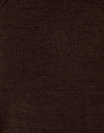 Threadbare Knitted Yarn Short Sleeve T-Shirt in Chocolate Brown - fabric close up