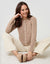 Taupe Knitted Yarn Crew Neck Cardigan