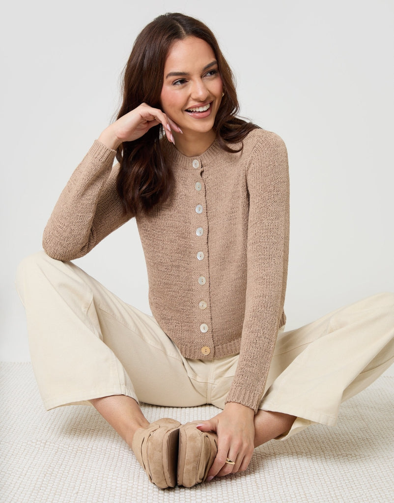 Knitted Crew Neck Cardigan