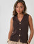 Ribbed Longline Waistcoat in Chocolate Brown