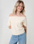 Short Sleeve Slash Neck Jumper in Cream