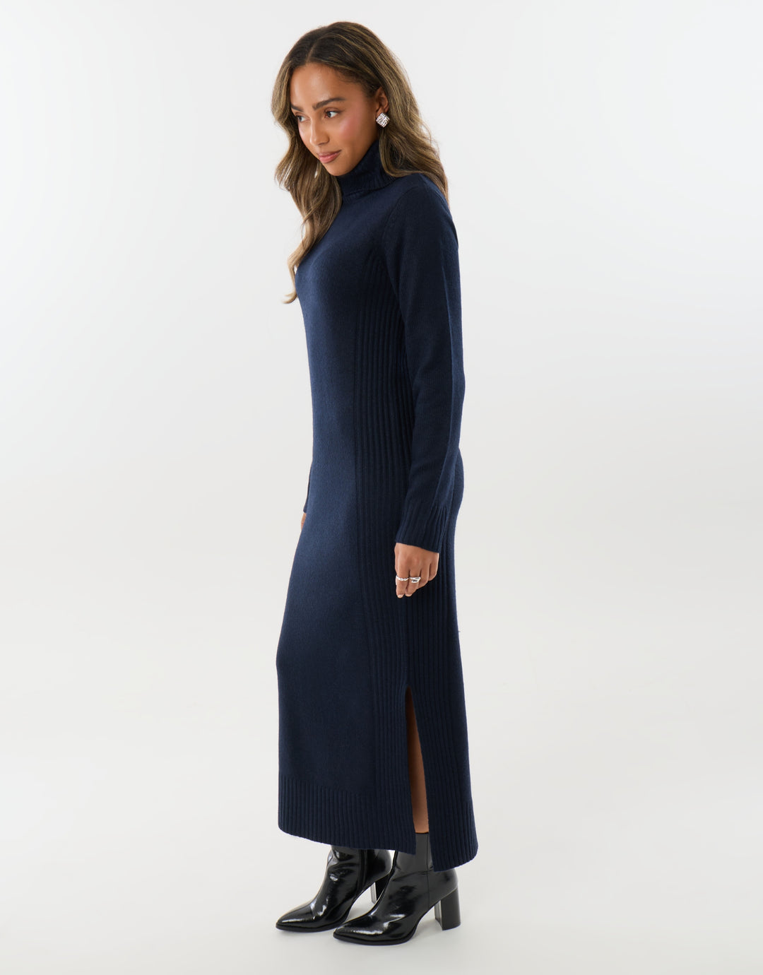 Turtle Neck Maxi Jumper Dress in Navy