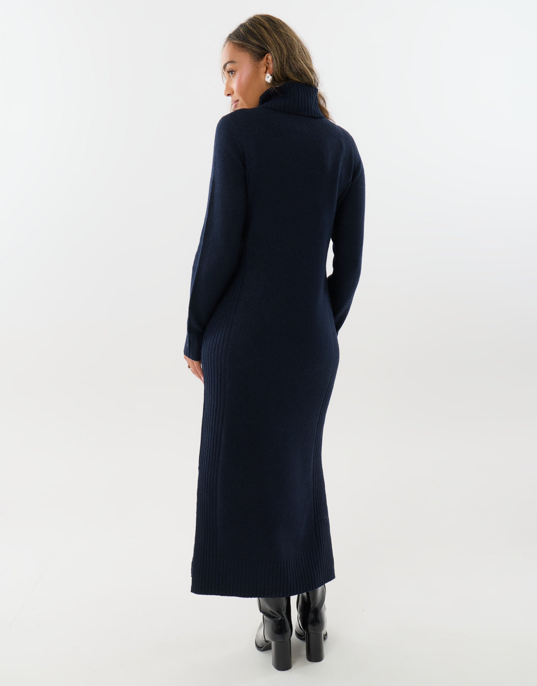Turtle Neck Maxi Jumper Dress in Navy
