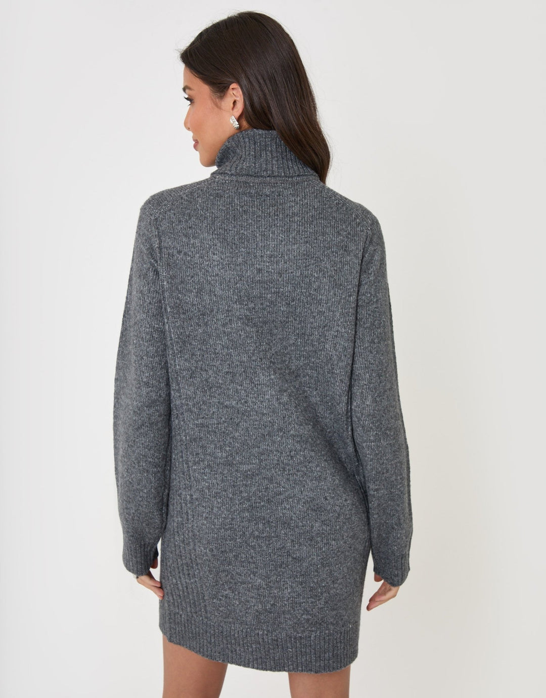 Turtle Neck Mini Jumper Dress in Charcoal Grey