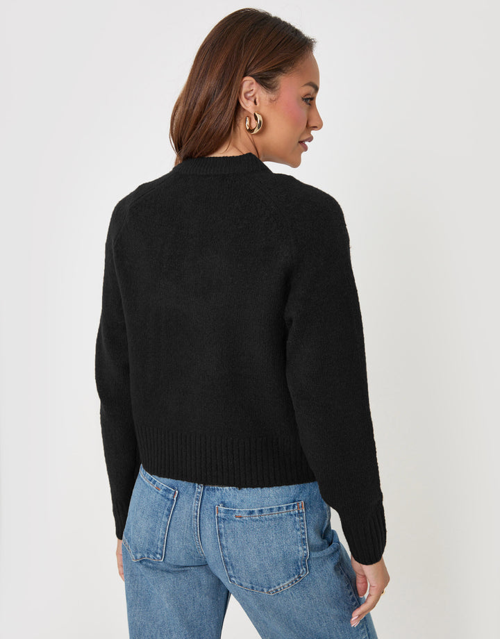 Threadbare The Relaxed Knitted Cardigan in Black - back shot