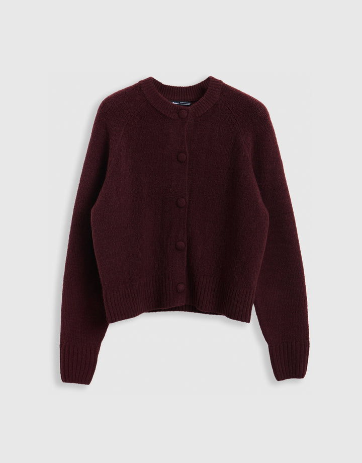 The Relaxed Knitted Cardigan in Plum