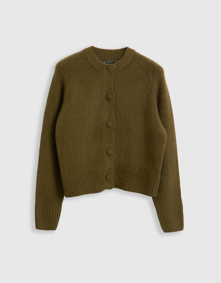 The Relaxed Knitted Cardigan in Khaki