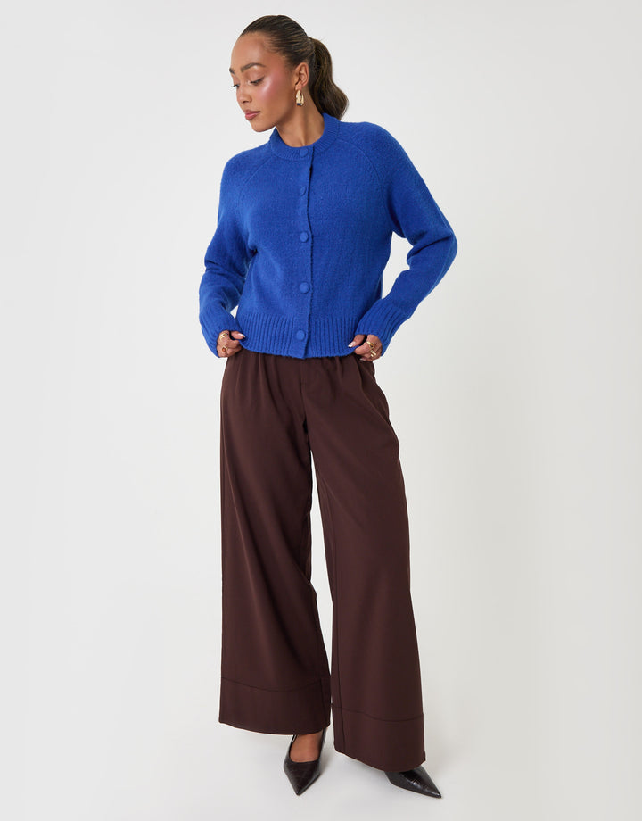Threadbare Relaxed Fit Knitted Cardigan in Blue - full body