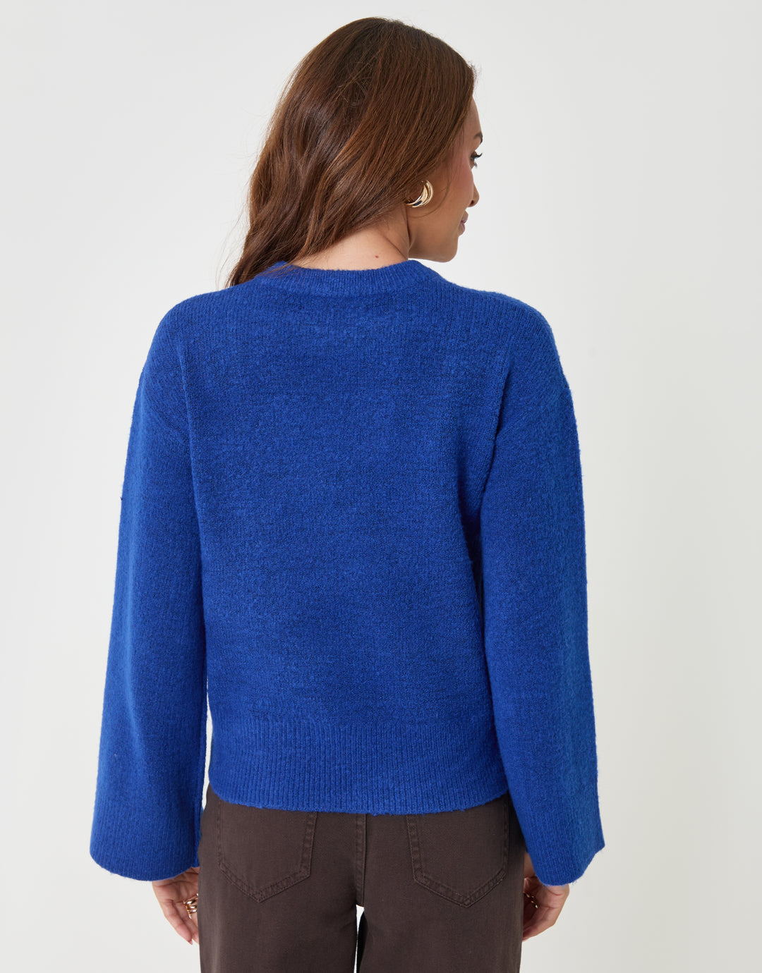 Threadbare Relaxed Fit Crew Neck Jumper in Blue - back view