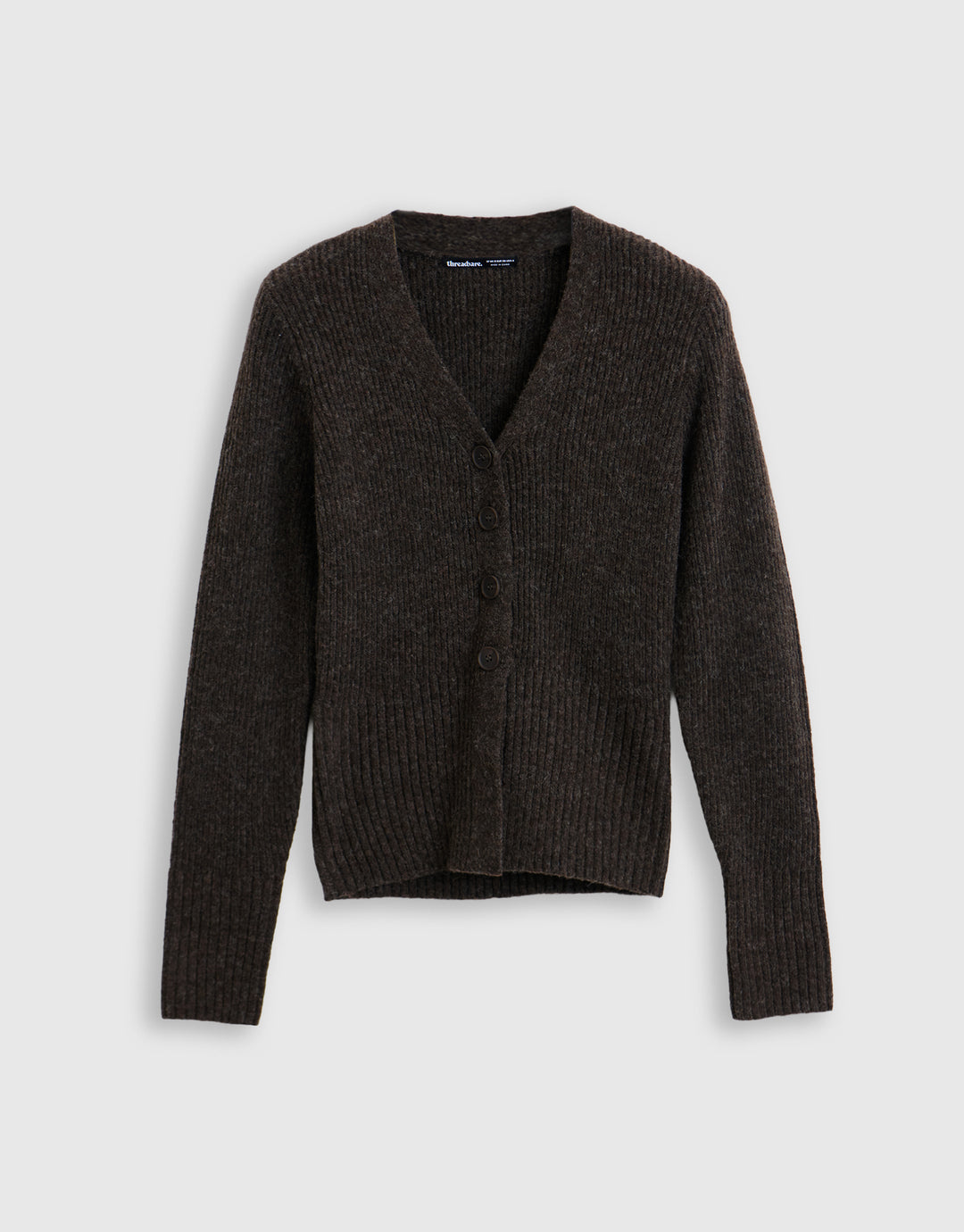 V Neck Knitted Cardigan in Chocolate Brown