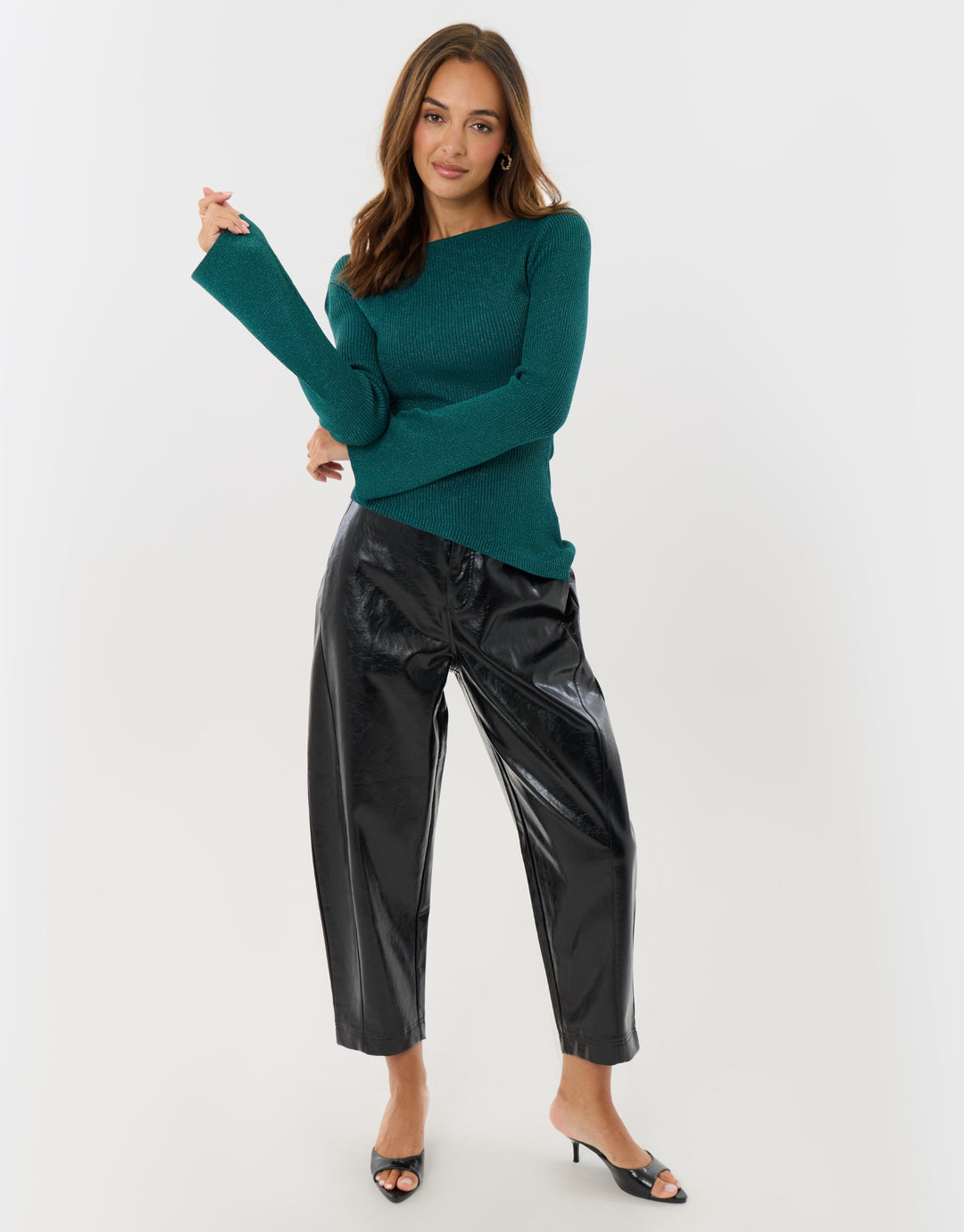 Asymmetric Knit Jumper in Teal