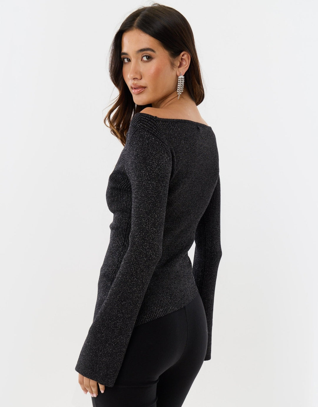 Asymmetric Knit Jumper in Black