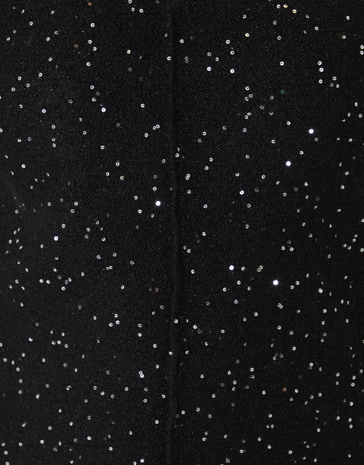 Threadbare V Neck Sequin Knit Dress in Black - detail