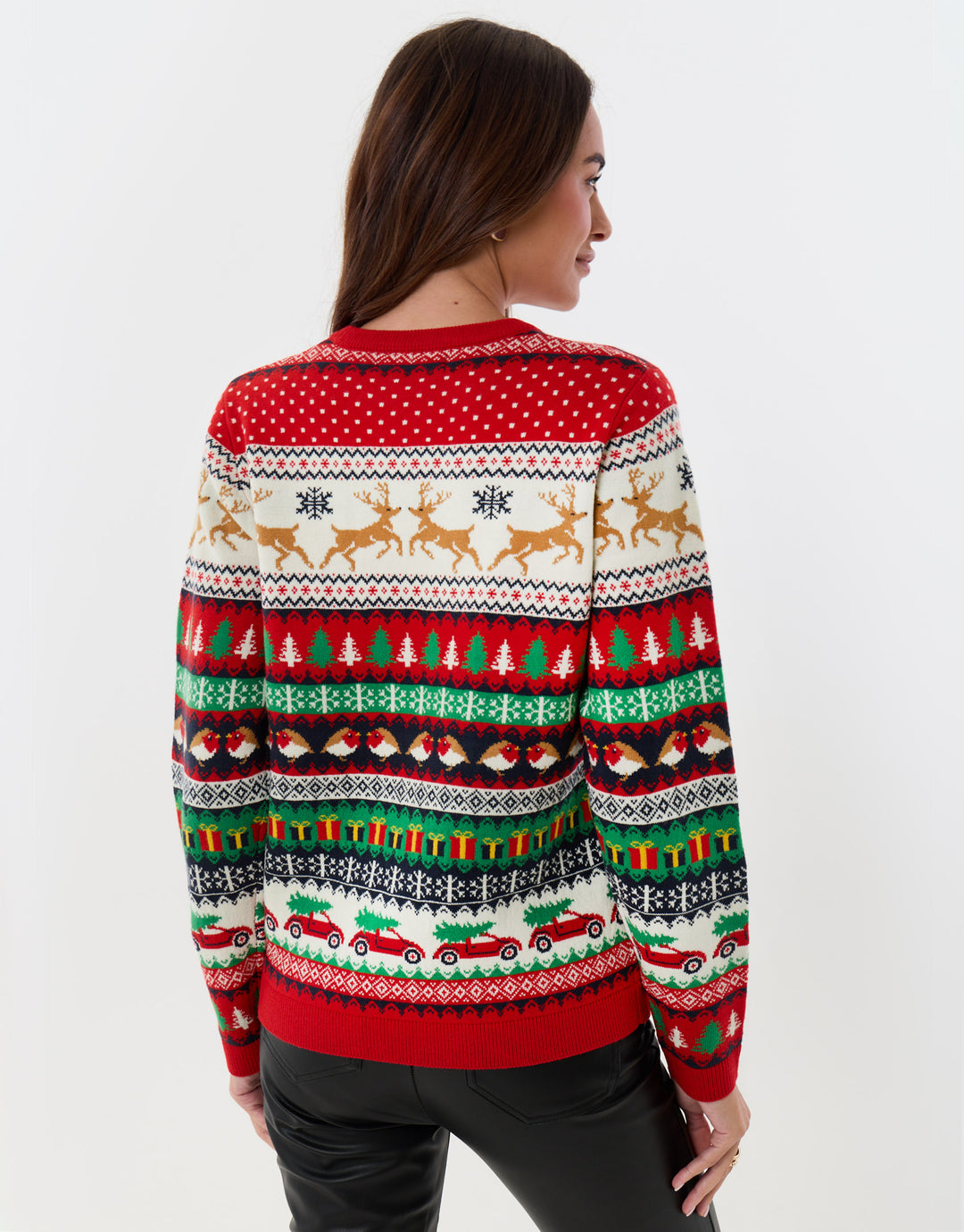 Festive Fairisle Knitted Christmas Jumper in Red