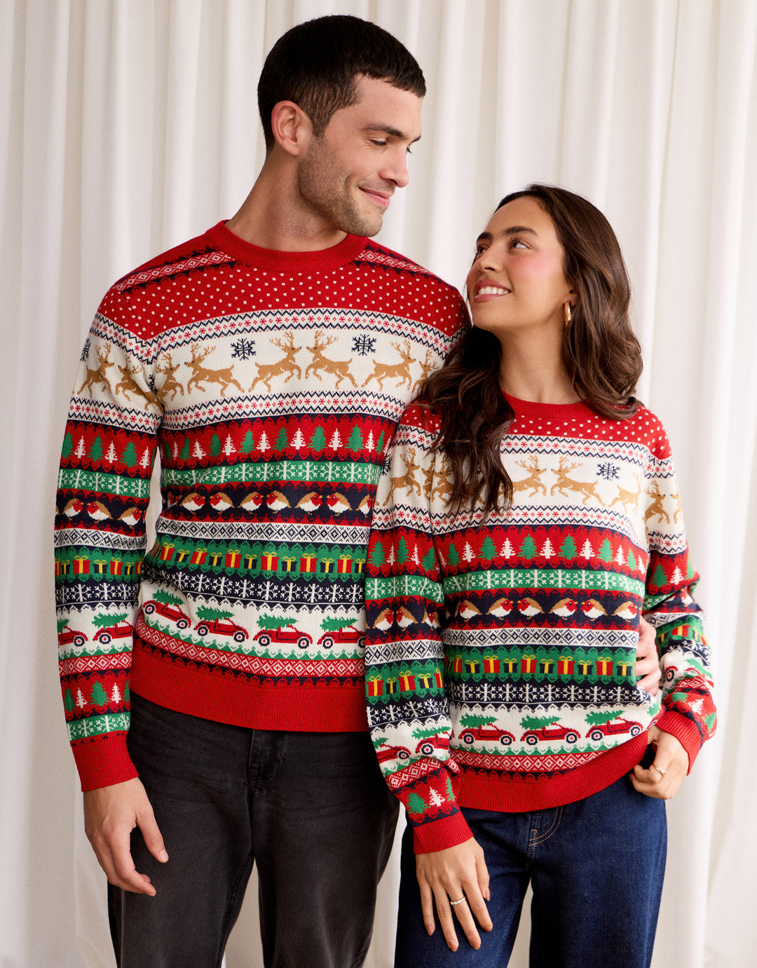 Festive Fairisle Knitted Christmas Jumper in Red