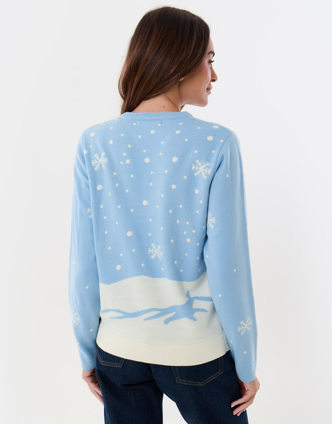 Gingerbread House Knitted Christmas Jumper in Light Blue