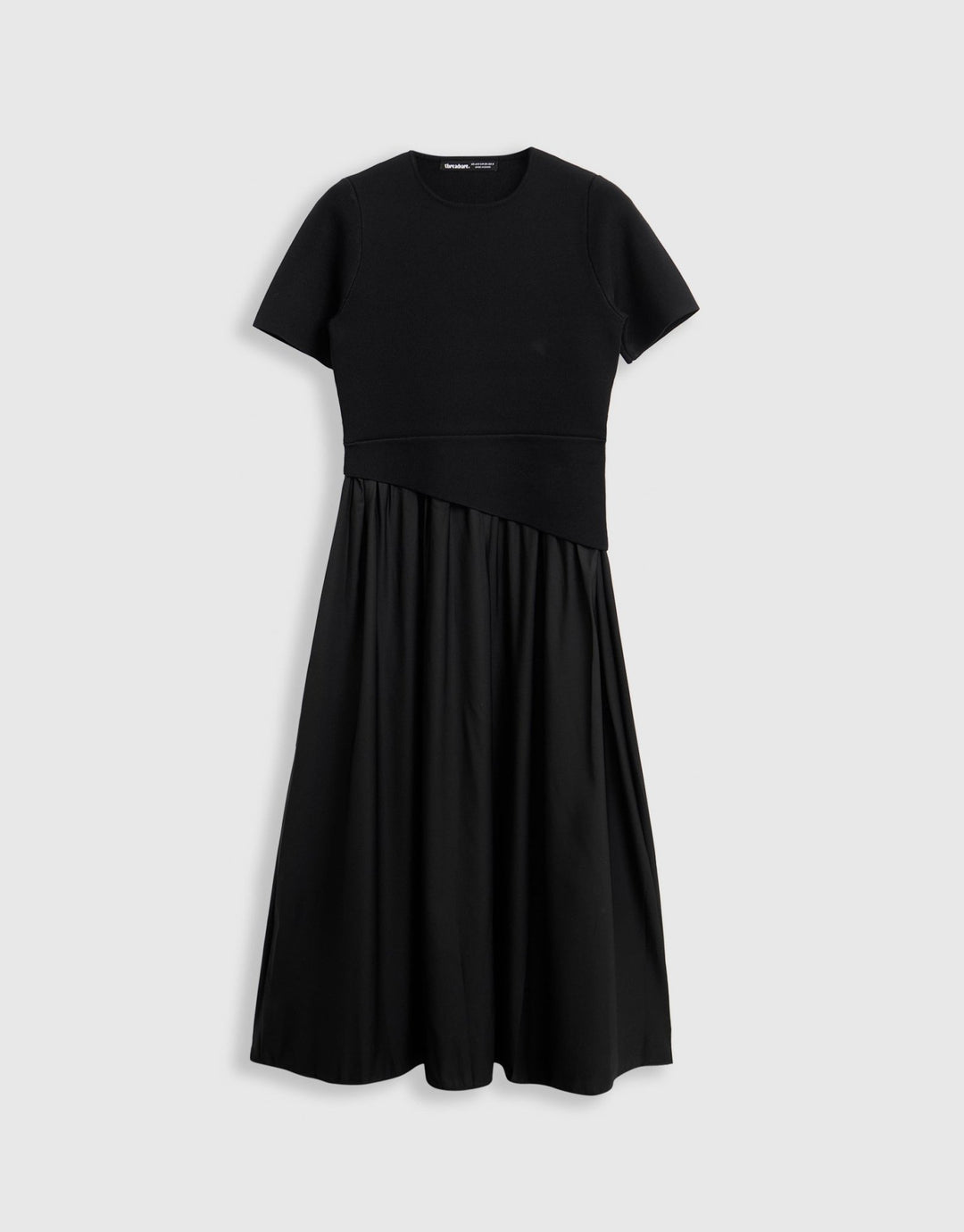 Threadbare 2 in 1 Satin Knit Midaxi Dress in Black - mannequin image