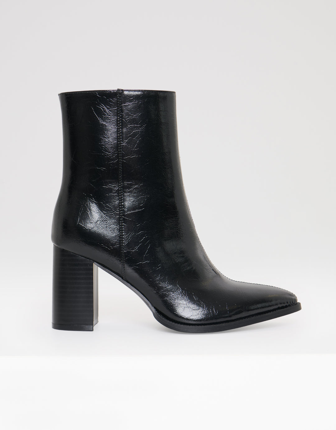 Threadbare Block Heel Pointed Ankle Boots in Black -  front view