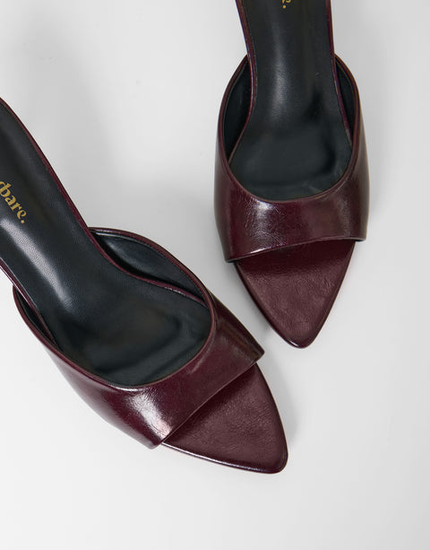 Threadbare Open Toe Kitten Heels in Plum - pair view diagonal 