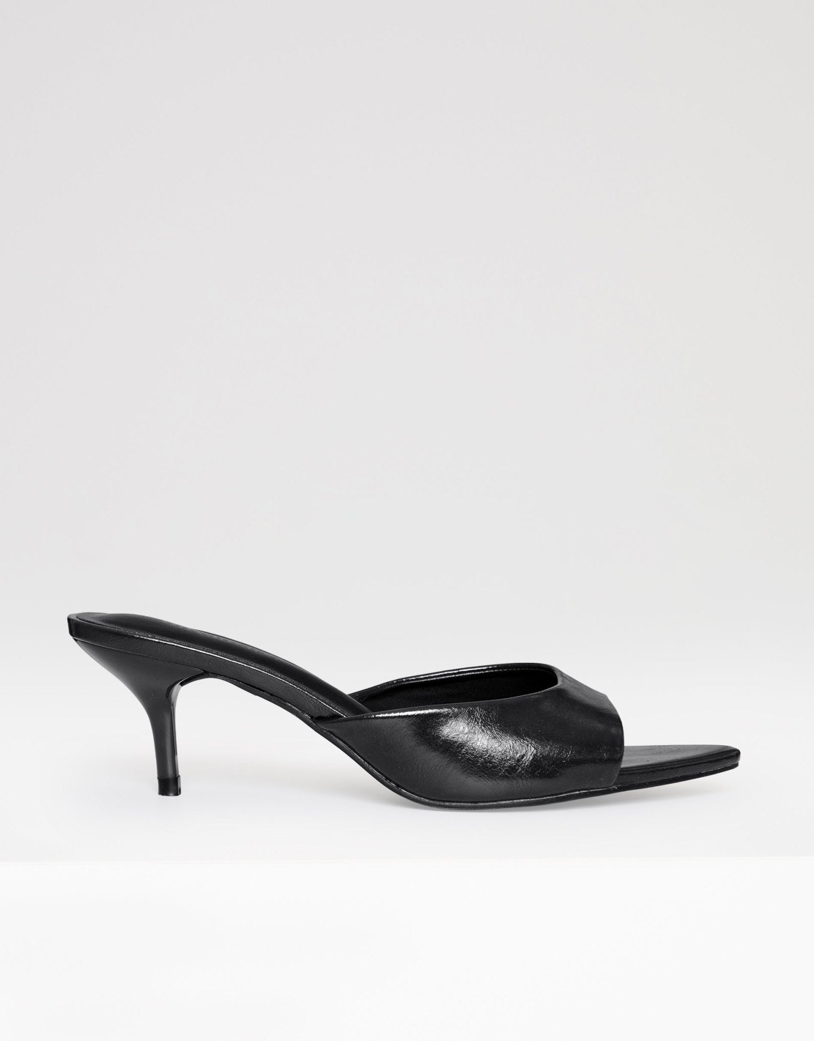 Open Toe Kitten Heels in Black