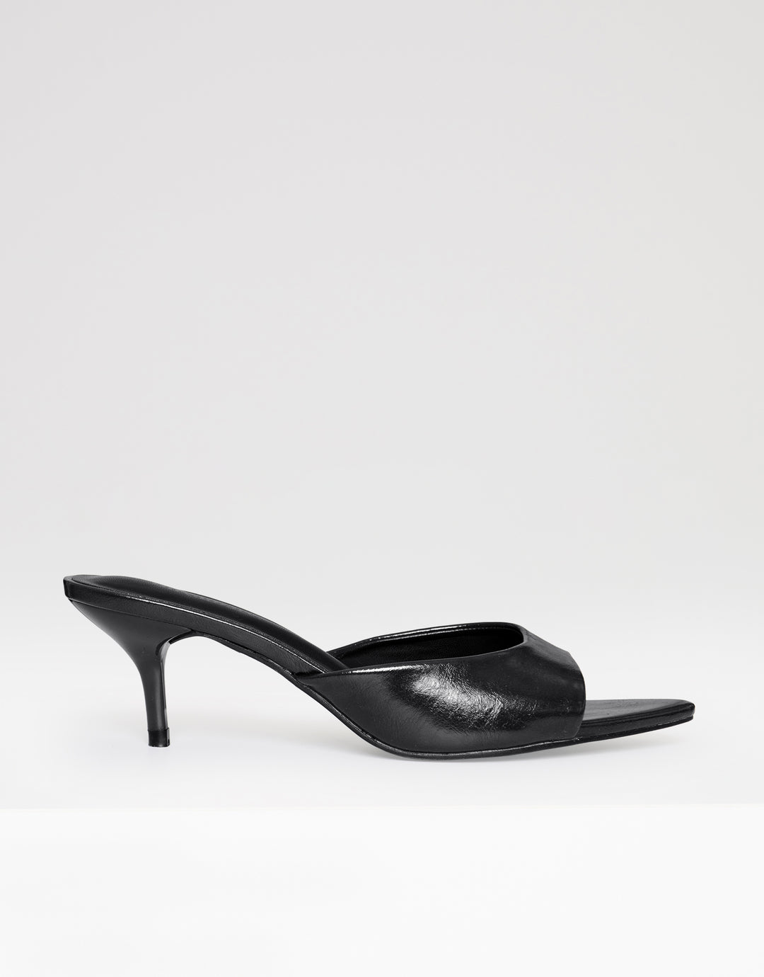 Threadbare Open Toe Kitten Heels in Black - side view