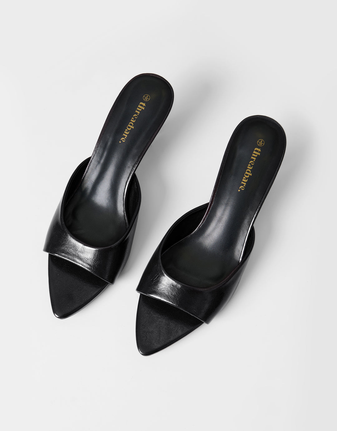 Threadbare Open Toe Kitten Heels in Black - above pair view